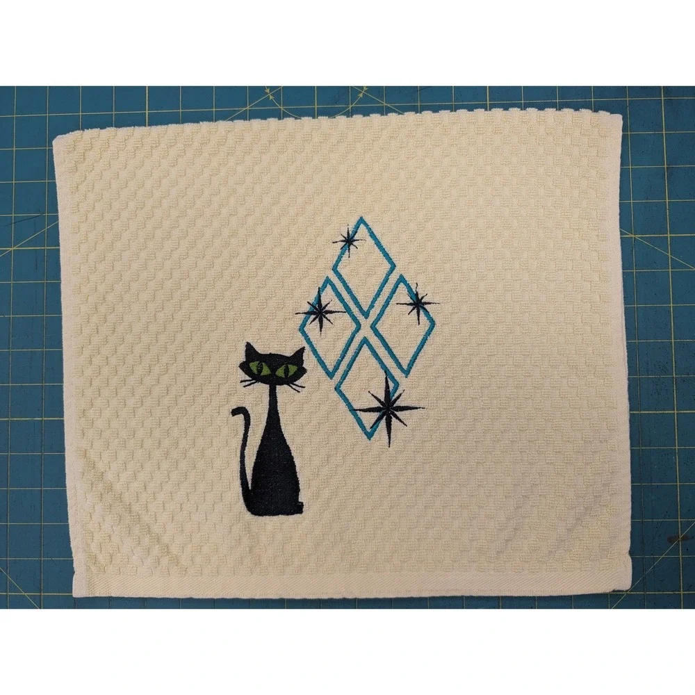 Mid Mod Cat Retro Mid Century Modern Atomic Kitchen Bath Hand Bar Towel